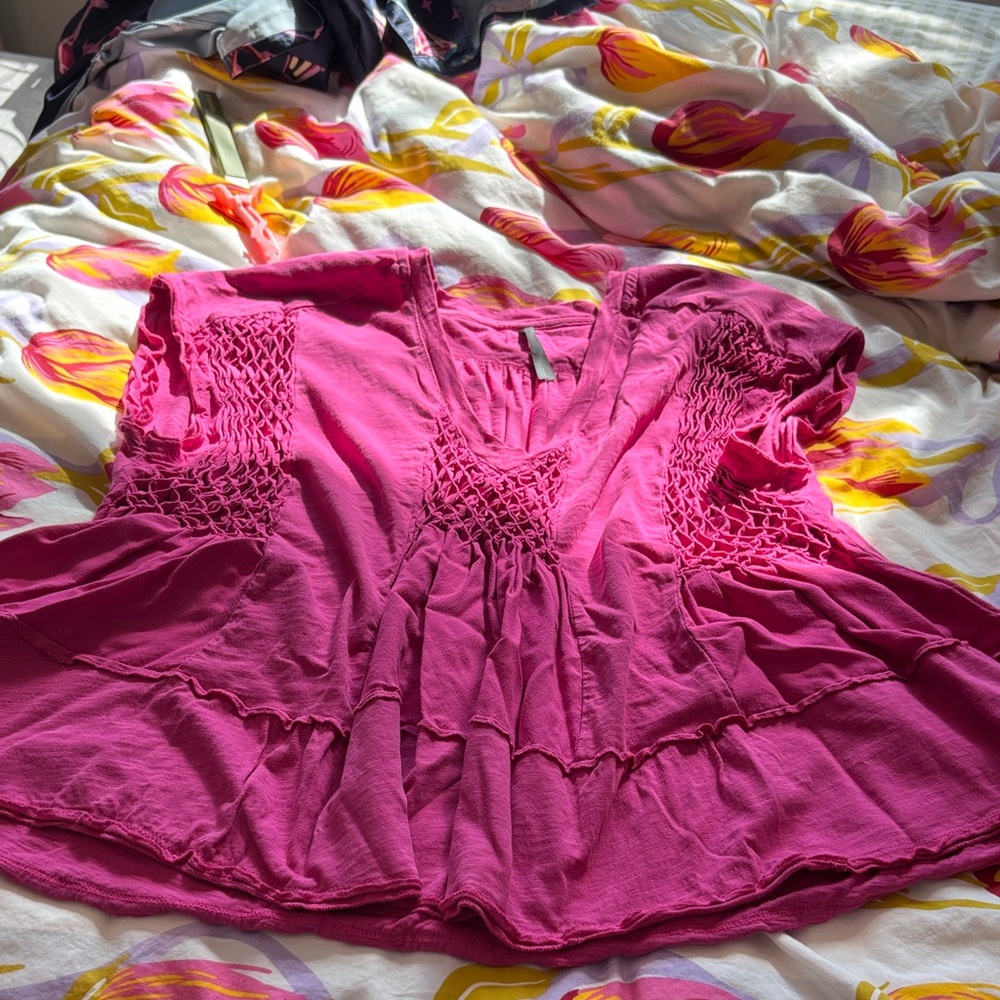 Oversized Magenta Swing Blouse By Anthropolgie